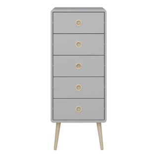 Softline 5 Drawer Narrow Chest in Grey