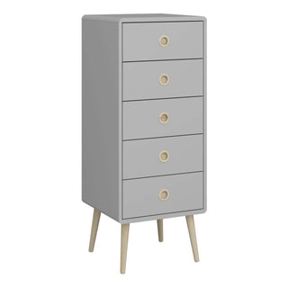 Softline 5 Drawer Narrow Chest in Grey
