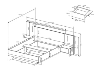 3D Bed with Bedside Tables