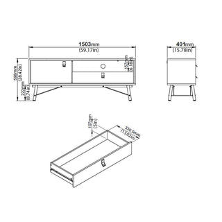 Ry TV-unit 1 Door + 1 Drawer in Matt Black Walnut