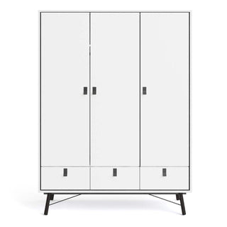 Ry Wardrobe 3 Doors + 3 Drawers in Matt White