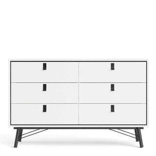 Ry Wide Double Chest of 6 Drawers in Matt White