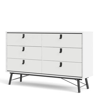 Ry Wide Double Chest of 6 Drawers in Matt White
