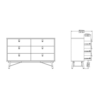 Ry Wide Double Chest of 6 Drawers in Matt White