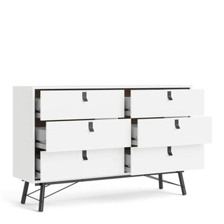 Ry Wide Double Chest of 6 Drawers in Matt White