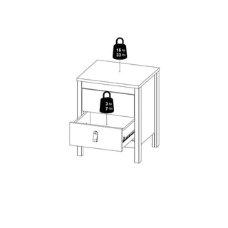 Barcelona Bedside Table 2 drawers in White