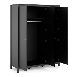 Barcelona Wardrobe With 3 Doors in Matt Black