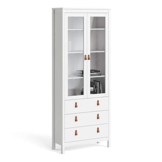 Barcelona China Cabinet 2 Doors With Glass + 3 drawers White