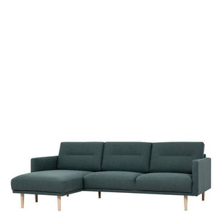 Larvik Chaiselongue Corner Sofa - Dark Green, Oak Legs