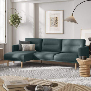 Larvik Chaiselongue Corner Sofa - Dark Green, Oak Legs