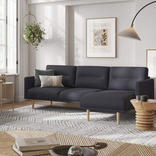 Larvik Chaiselongue Corner Sofa - Anthracite, Oak Legs