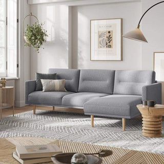 Larvik Chaiselongue Corner Sofa - Grey, Oak Legs