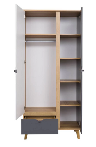 Memone White Oak Wardrobe 90