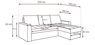 Adel Corner Sofa Bed Beige - Fast Delivery