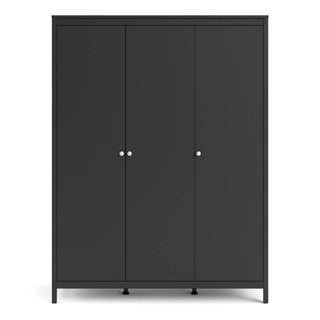 Madrid Wardrobe with 3 Doors in Matt Black