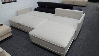 Ex-Display Shaggy Corner Sofa Bed with Storage Malia Cream
