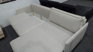 Ex-Display Shaggy Corner Sofa Bed with Storage Malia Cream