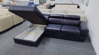 Ex-Display Vento I Corner Sofa Bed with Storage Viper Black