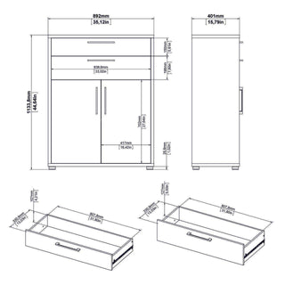 Prima Bookcase 4 Shelves with 2 Doors in Black Woodgrain