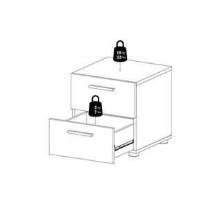 Pepe Bedside 2 Drawers in White Woodgrain