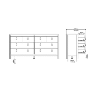 Madrid Double Dresser 4+4 Drawers in Matt Black